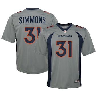 youth nike justin simmons gray denver broncos inverted game 